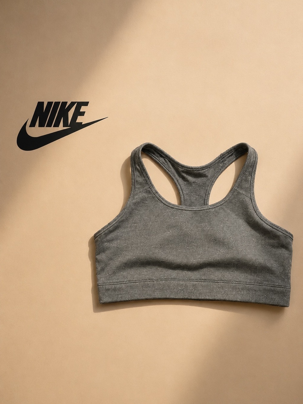 Nike Gray Racerback Sports Bra - Charcoal Athletic Crop L